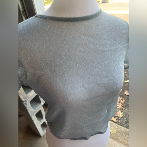Blue Sparkle Sheer Top - Picture 2 of 4